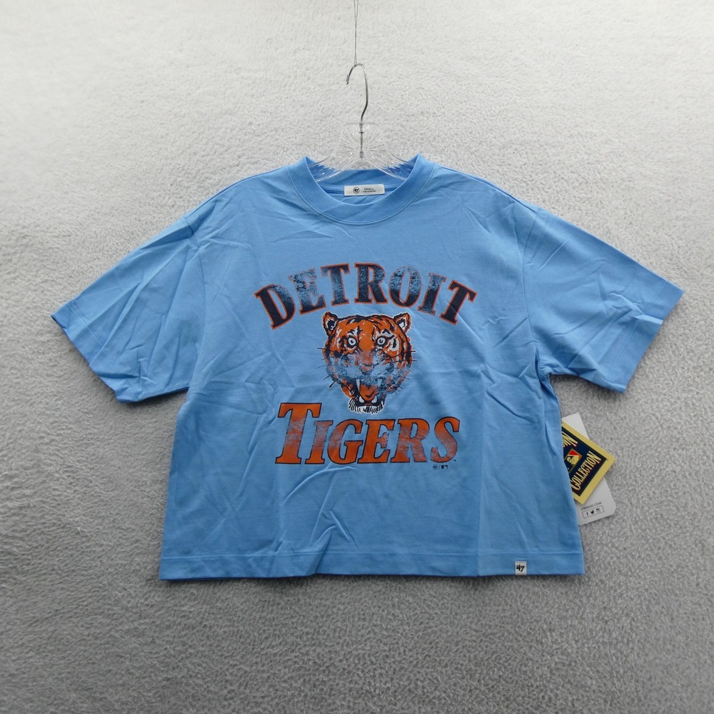 47 Brand Shirt Womens Small Detroit Tigers Blue Short Sleeve Cotton MLB